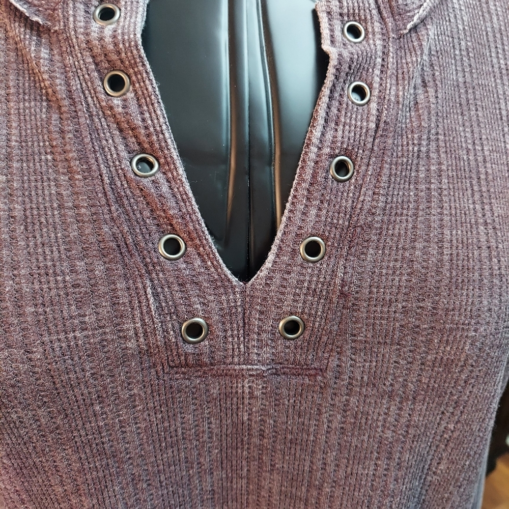 Project Social T Womans V-Neck Long Sleeve Henley Top - Picture 6 of 6